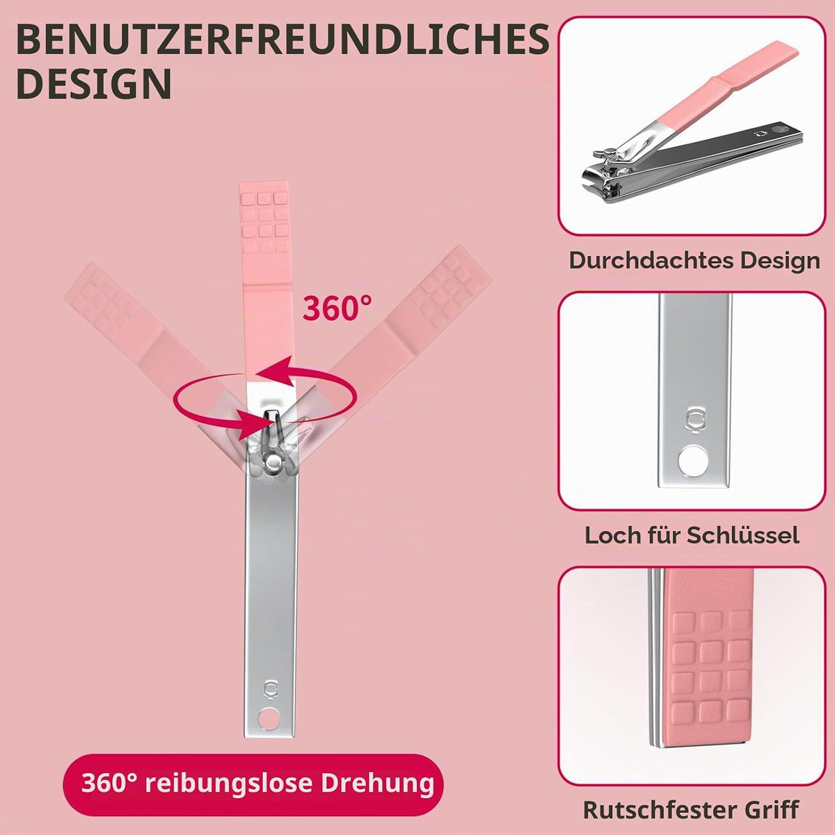Maniküre-Set 18 in 1 Professionelles Pediküre-Set Nagelschere Grooming Kit Mit Leder Kulturbeutel in Pink