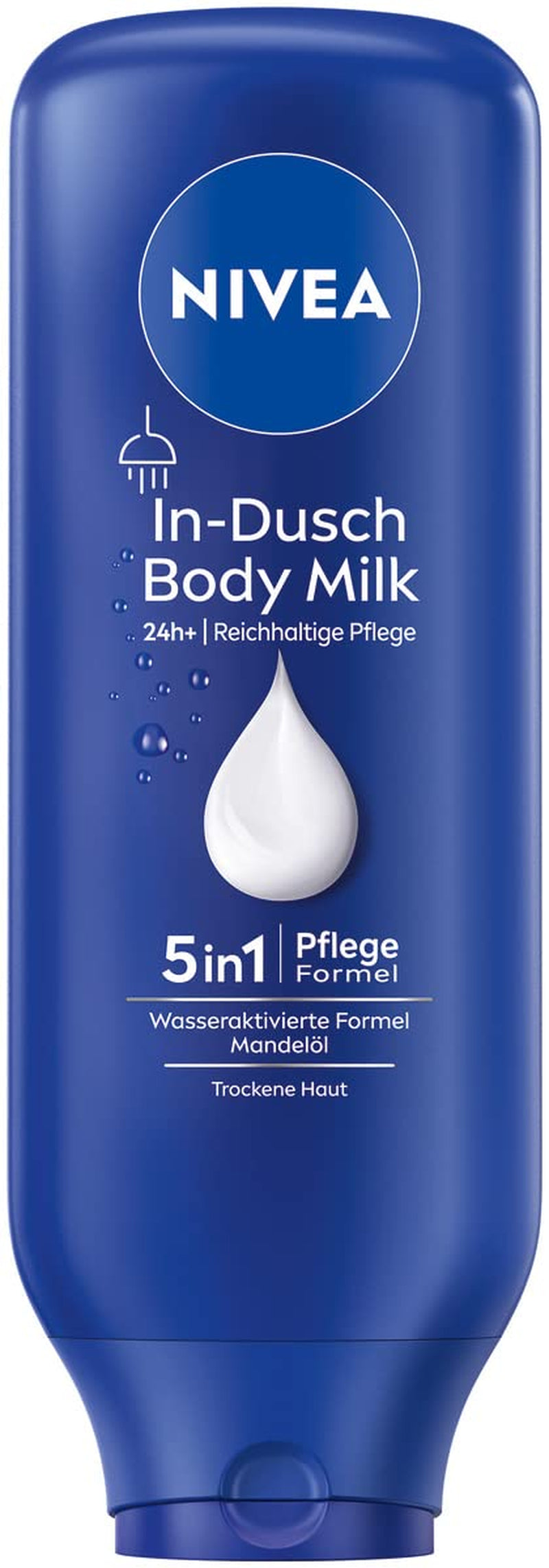 NIVEA In-Dusch Body Milk (400 Ml), Körpercreme Mit Mandel-Öl Und Wasseraktivierter 5In1 Pflege Formel, Feuchtigkeitsspendende Body Lotion Für Die Dusche