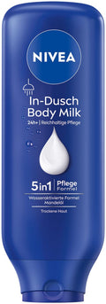 NIVEA In-Dusch Body Milk (400 Ml), Körpercreme Mit Mandel-Öl Und Wasseraktivierter 5In1 Pflege Formel, Feuchtigkeitsspendende Body Lotion Für Die Dusche