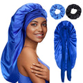 3PCS/LOT Long Tube Women Satin Bonnet Silky Elastic Night Sleeping Night Hat Beauty Salon Hair Care Hat Bathroom Cap Hair Ropes